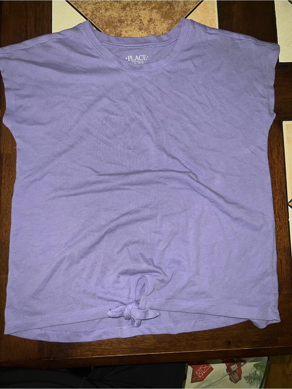 Place Lavender Tie-Front Short Sleeve Tee